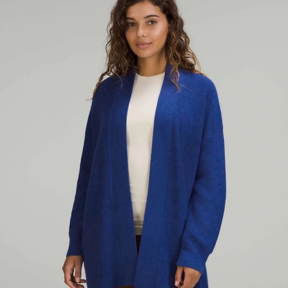 🆕💙 Lululemon Merino Wool Blend Rib Long Wrap Sweater - Heathered Psychic - Picture 5 of 5